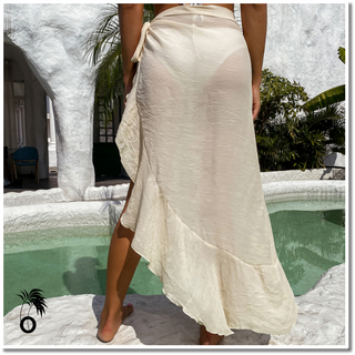 Jupe de Plage Longue - Style Couvre-Maillot avec Franges