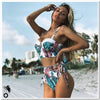 Bikini taille haute à balconnet tropical