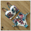 Bikini taille haute à balconnet tropical