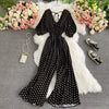 Combinaison longue taille haute à pois noire