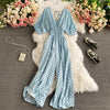Combinaison longue taille haute à pois bleu