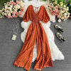 Combinaison longue taille haute à pois orange