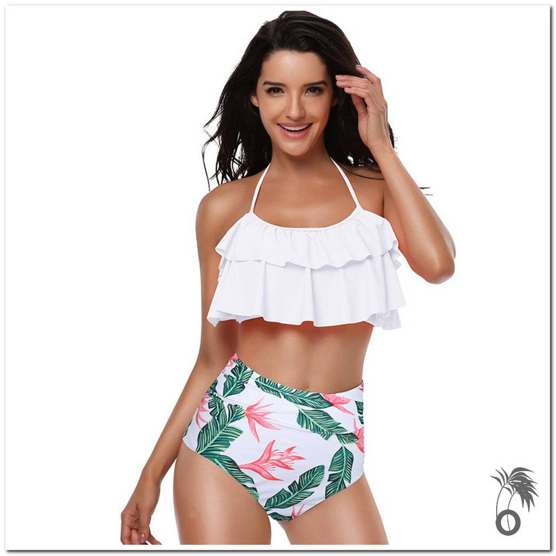 Bikini taille haute à volant