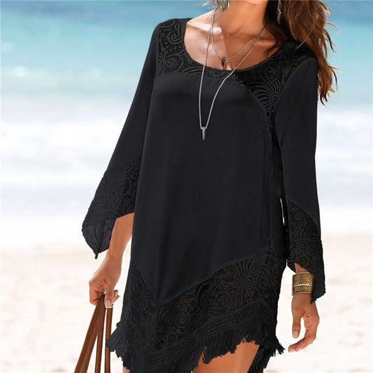 Robe de plage dentelle noire Juliette larobedeplage.fr