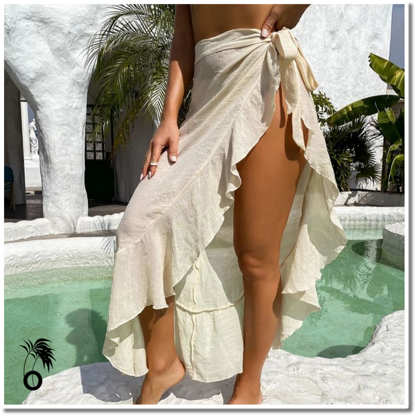 Jupe de Plage Longue - Style Couvre-Maillot avec Franges