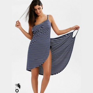 Robe-Paréo-robe-de-plage-Sexy-marine-rayée