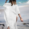 Robe de plage blanche Zoé en mousseline ultra légère larobedeplage.fr