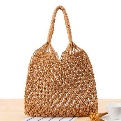 Sac de plage en corde noisette - Larobedeplage.fr