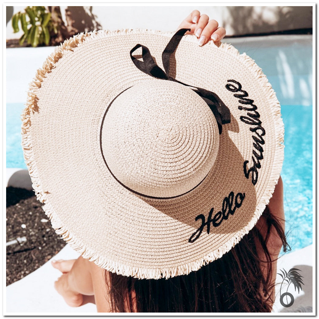 Chapeau paille femme Hello Sunshine | Larobedeplage.fr