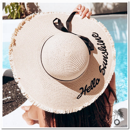 Chapeau paille femme Hello Sunshine | Larobedeplage.fr