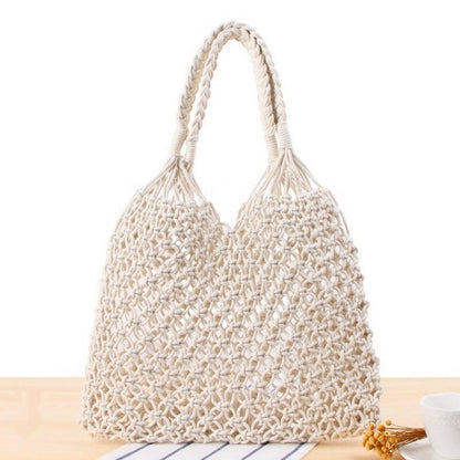 Sac de plage en corde  blanc - Larobedeplage.fr