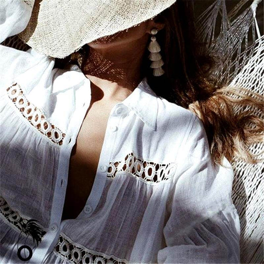 robe de plage blanche brodee ines larobedeplage.fr