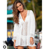 Robe de plage Aida courte sexy blanche en dentelle larobedeplage.fr