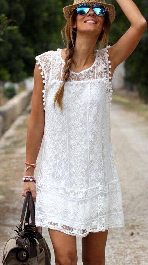 Robe de plage en dentelle blanc larobedeplage.fr