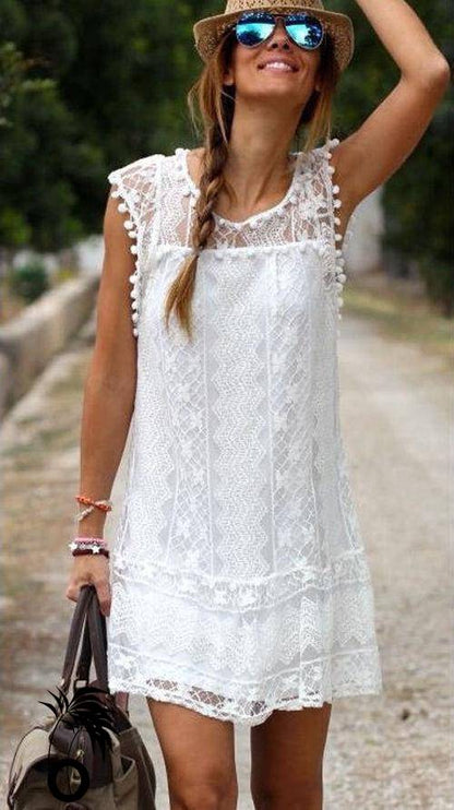 Robe de plage en dentelle blanc larobedeplage.fr