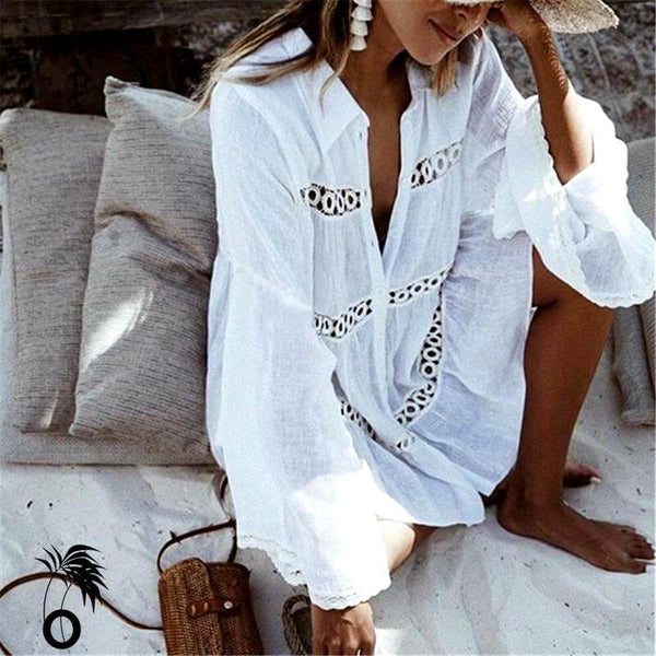 robe de plage blanche brodee ines larobedeplage.fr