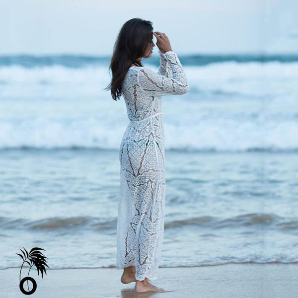 Robe de plage longue sexy en dentelle blanche larobedeplage.fr