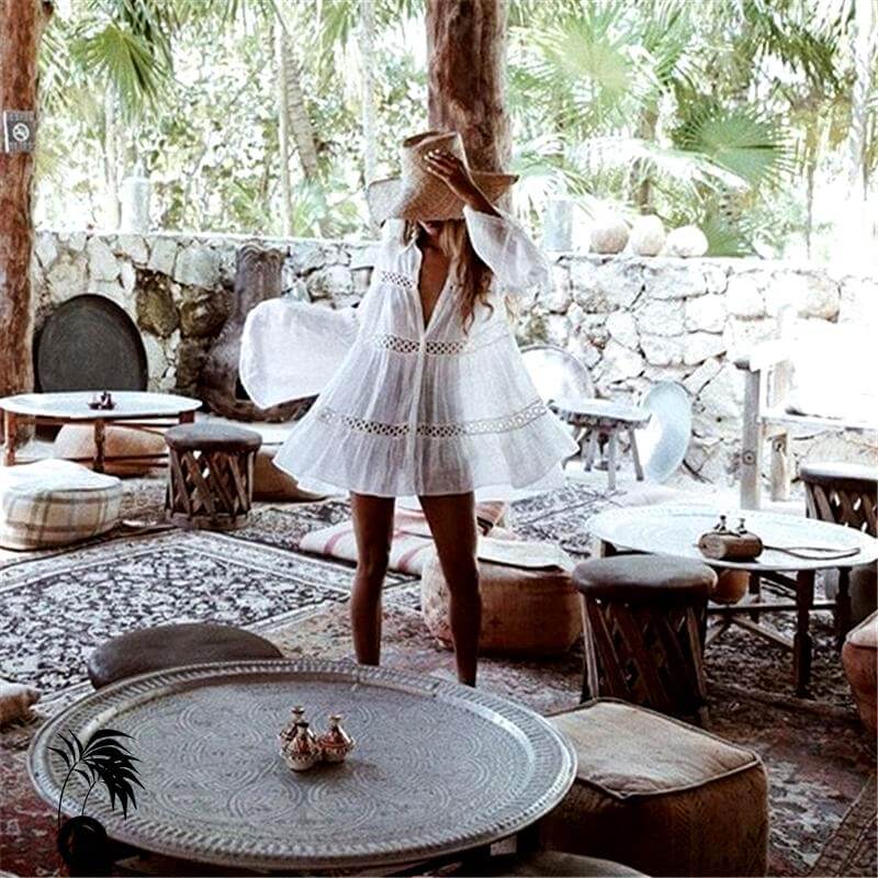 robe de plage blanche brodee ines larobedeplage.fr