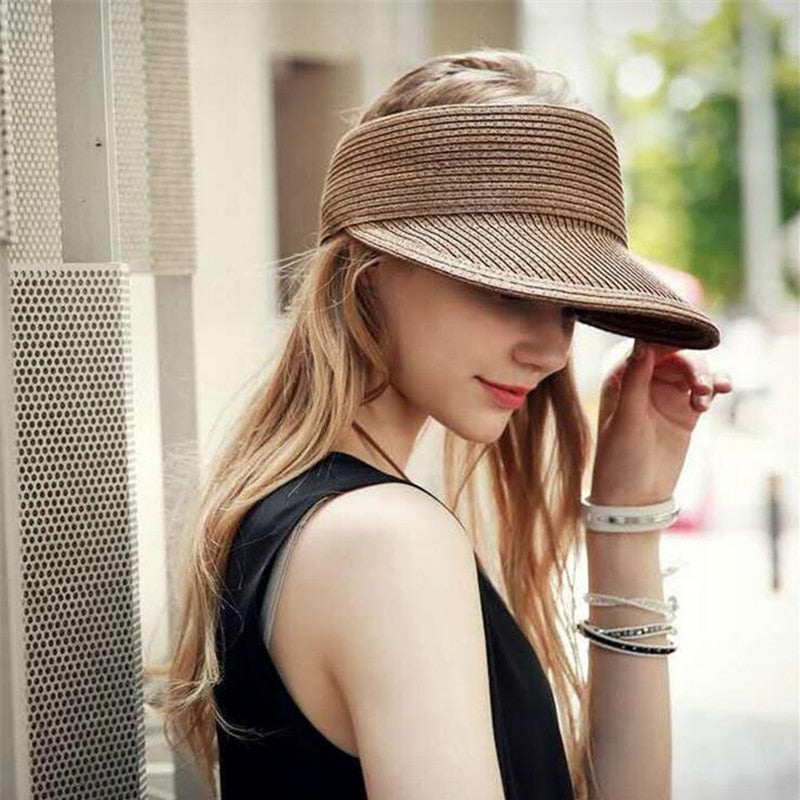 Visière Femme casquette de paille Anti UV