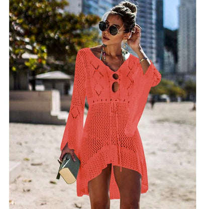 Robe de plage tricotée orange larobedeplage.fr