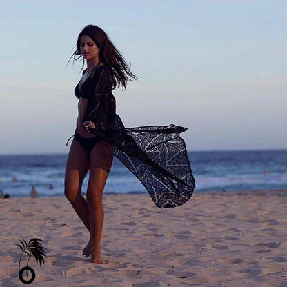 Robe de plage longue sexy en dentelle noire robedeplage.fr