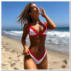 Bikini Brésilien Blanc et Rouge | Larobedeplage.fr