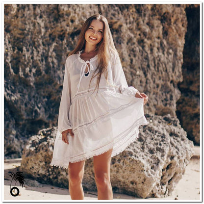 Robe de bain blanc Noémie Larobedeplage.fr