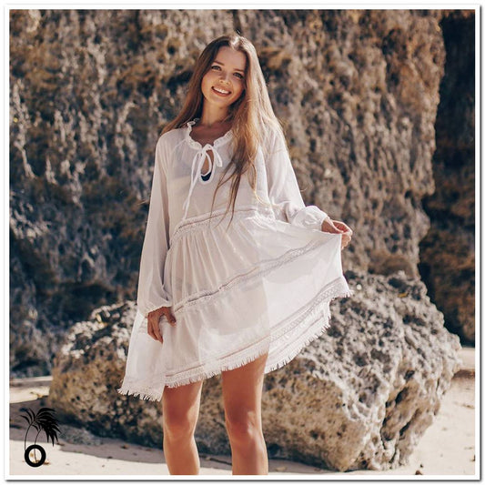 Robe de bain blanc Noémie Larobedeplage.fr