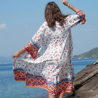 Robe de plage coton à motif aztèque