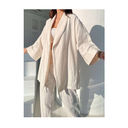 Ensemble 2 pièce décontracté uni avec pantalon taille haute