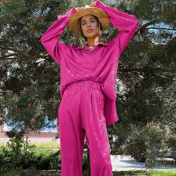 Ensemble 2 pièces décontracté en satin