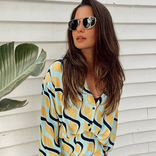 Ensemble 2 pièces élégant à imprimé multicolore