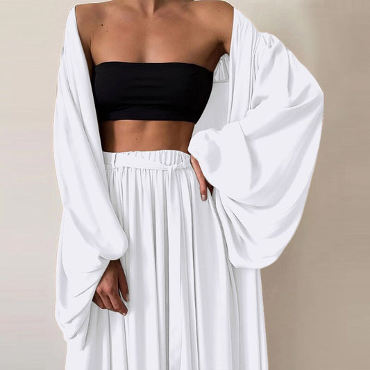 Ensemble Kimono  Pantalon décontracté chic blanc