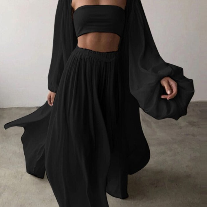 Ensemble Kimono  Pantalon décontracté chic noir