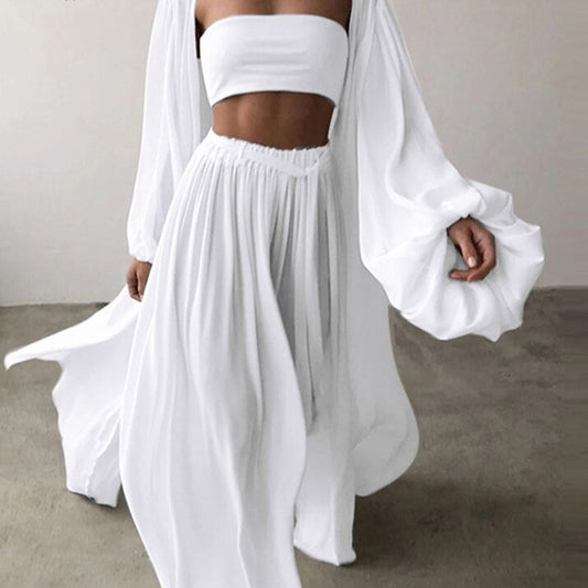 Ensemble Kimono  Pantalon décontracté chic blanc