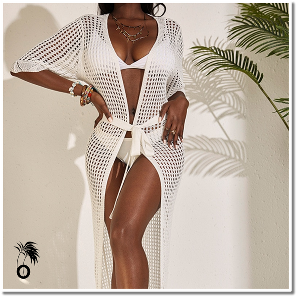 Robe de Plage Longue en Maille Résille