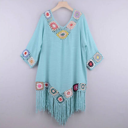 Robe de plage bleu au crochet | Larobedeplage.fr