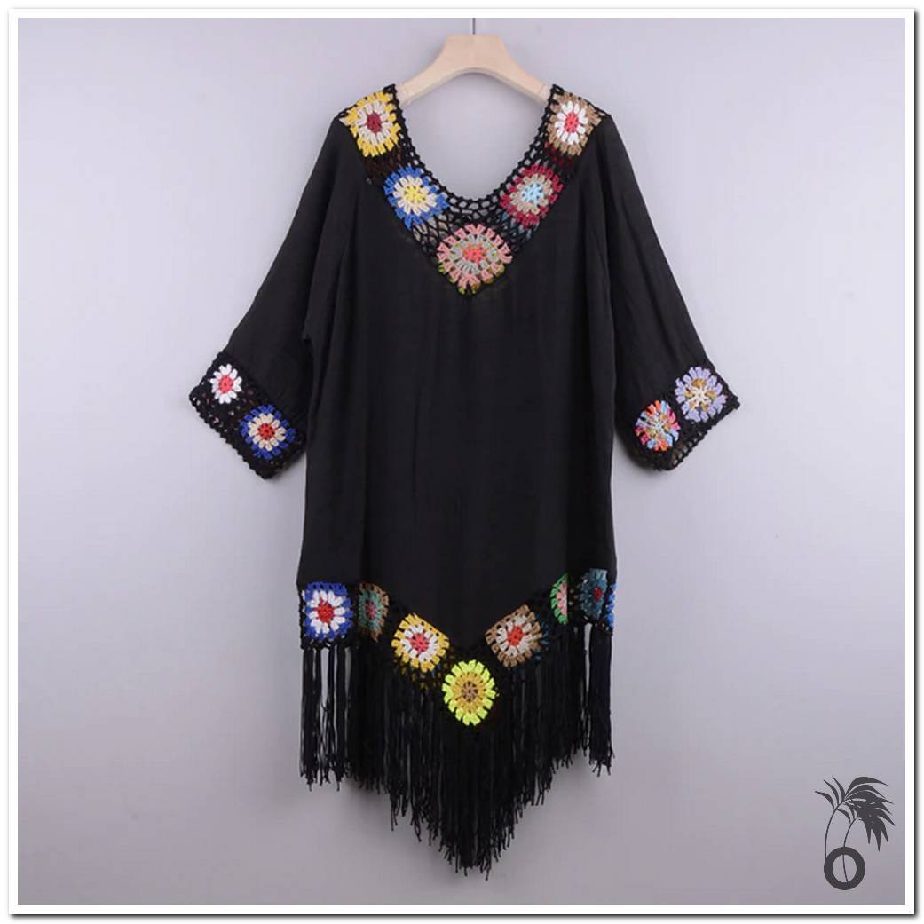 Robe de plage noir au crochet | Larobedeplage.fr