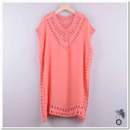 Robe plage rose crochet | Larobedeplage.fr