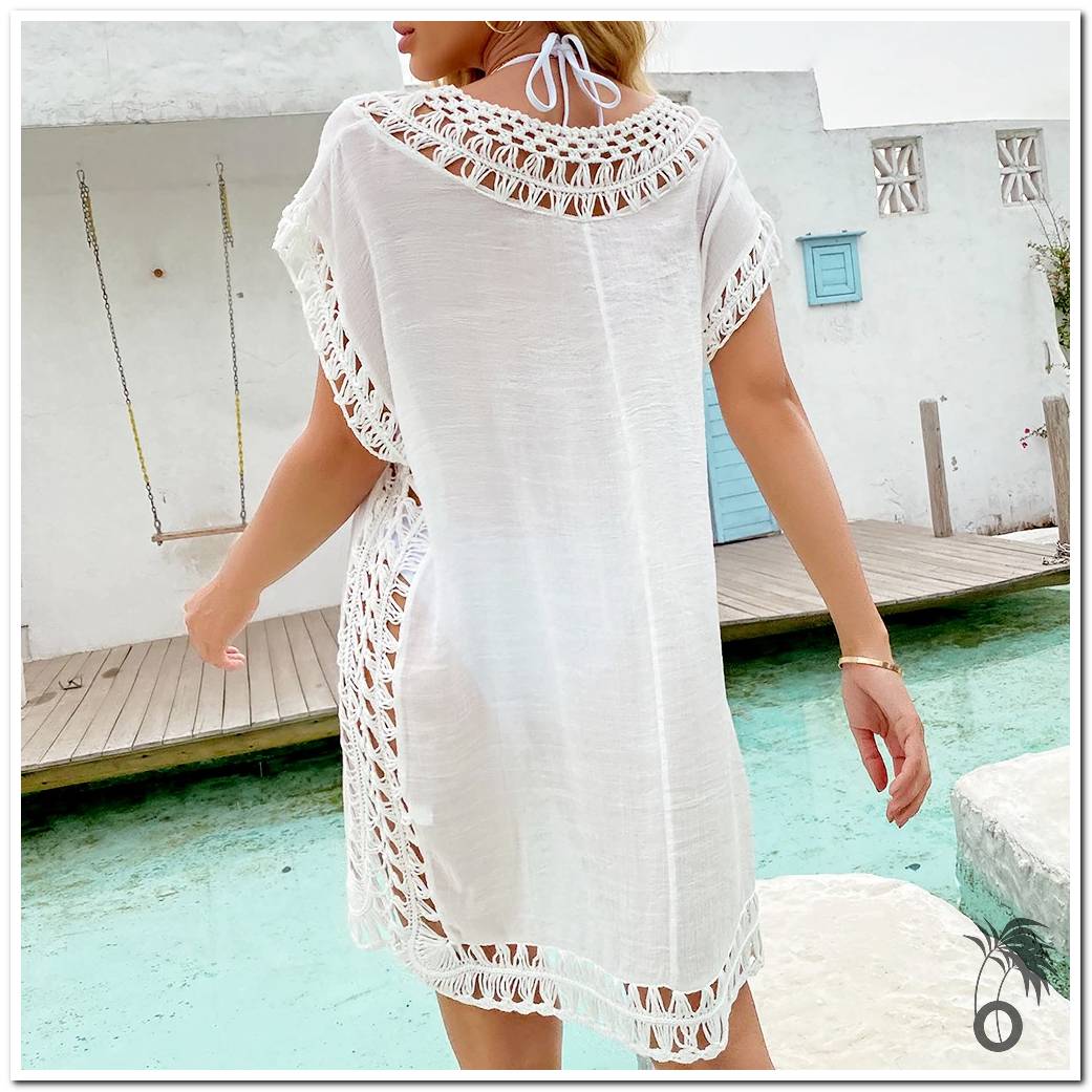 Robe plage blanche crochet | Larobedeplage.fr