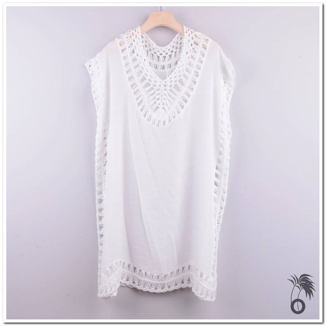 Robe plage blanche crochet | Larobedeplage.fr