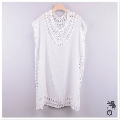 Robe plage blanche crochet | Larobedeplage.fr