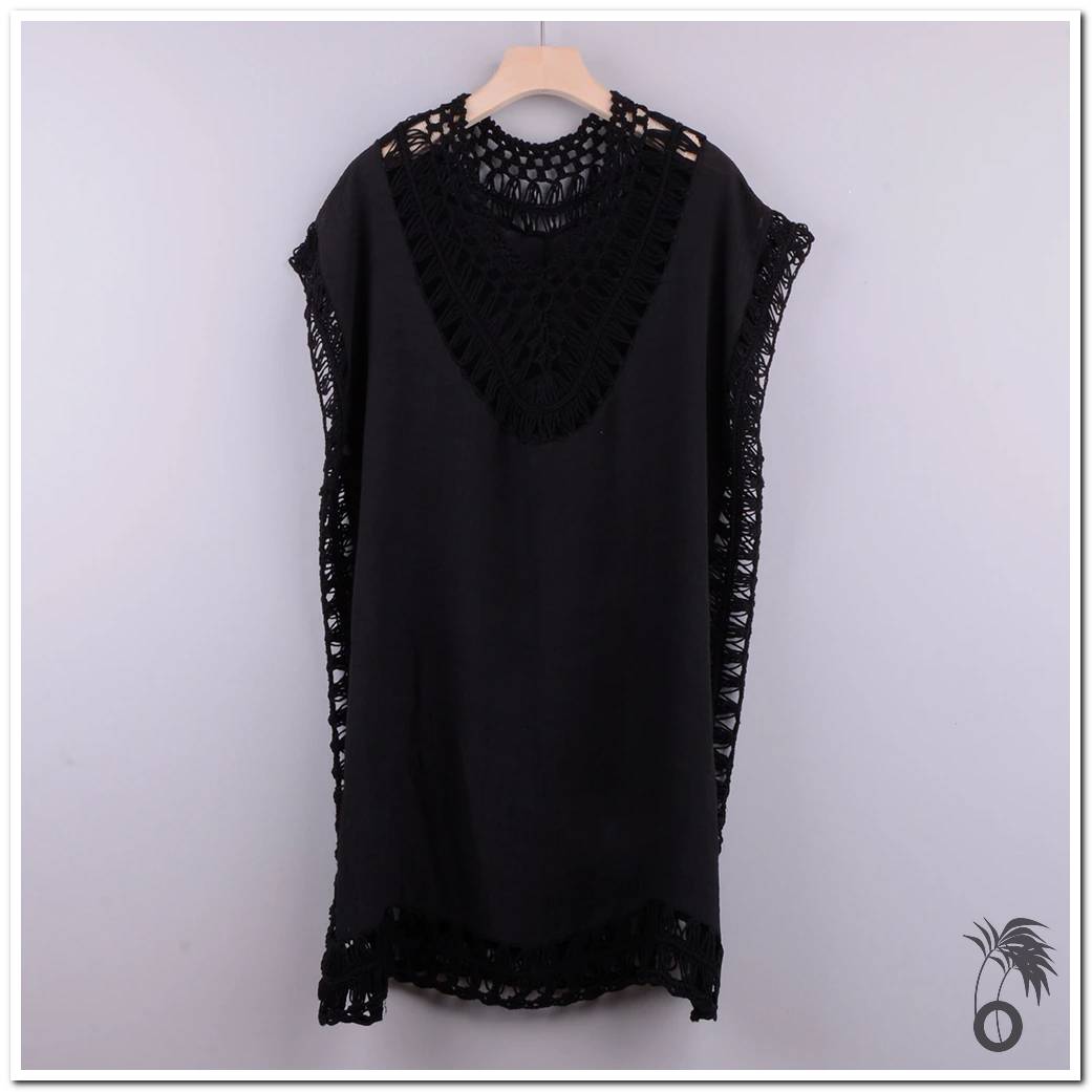 Robe plage noir crochet | Larobedeplage.fr