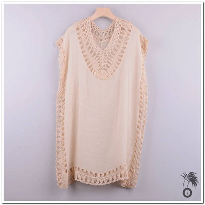 Robe plage beige crochet | Larobedeplage.fr