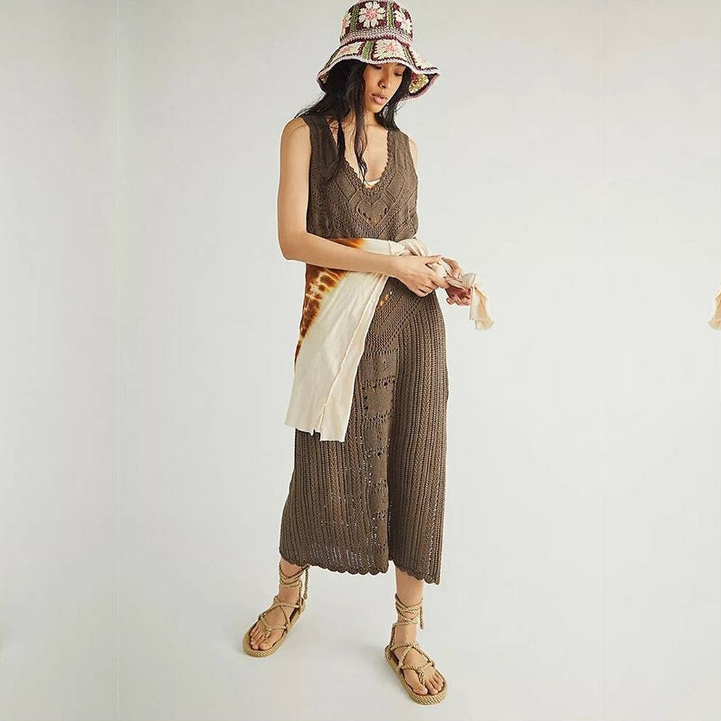Robe de plage longue au crochet