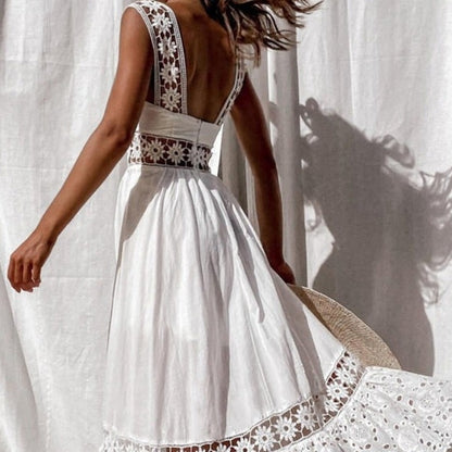 Robe blanche en dentelle décontractée pour femme