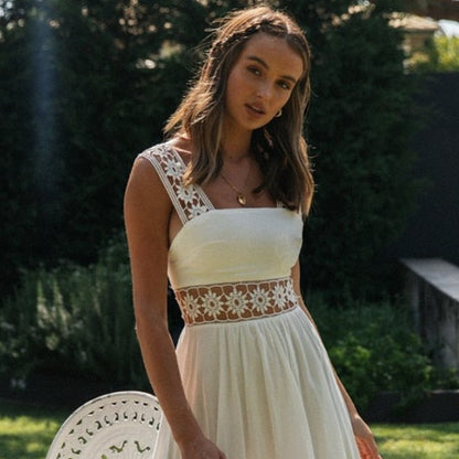Robe blanche en dentelle décontractée pour femme