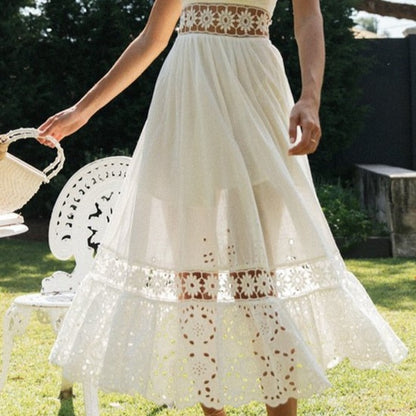 Robe blanche en dentelle décontractée pour femme
