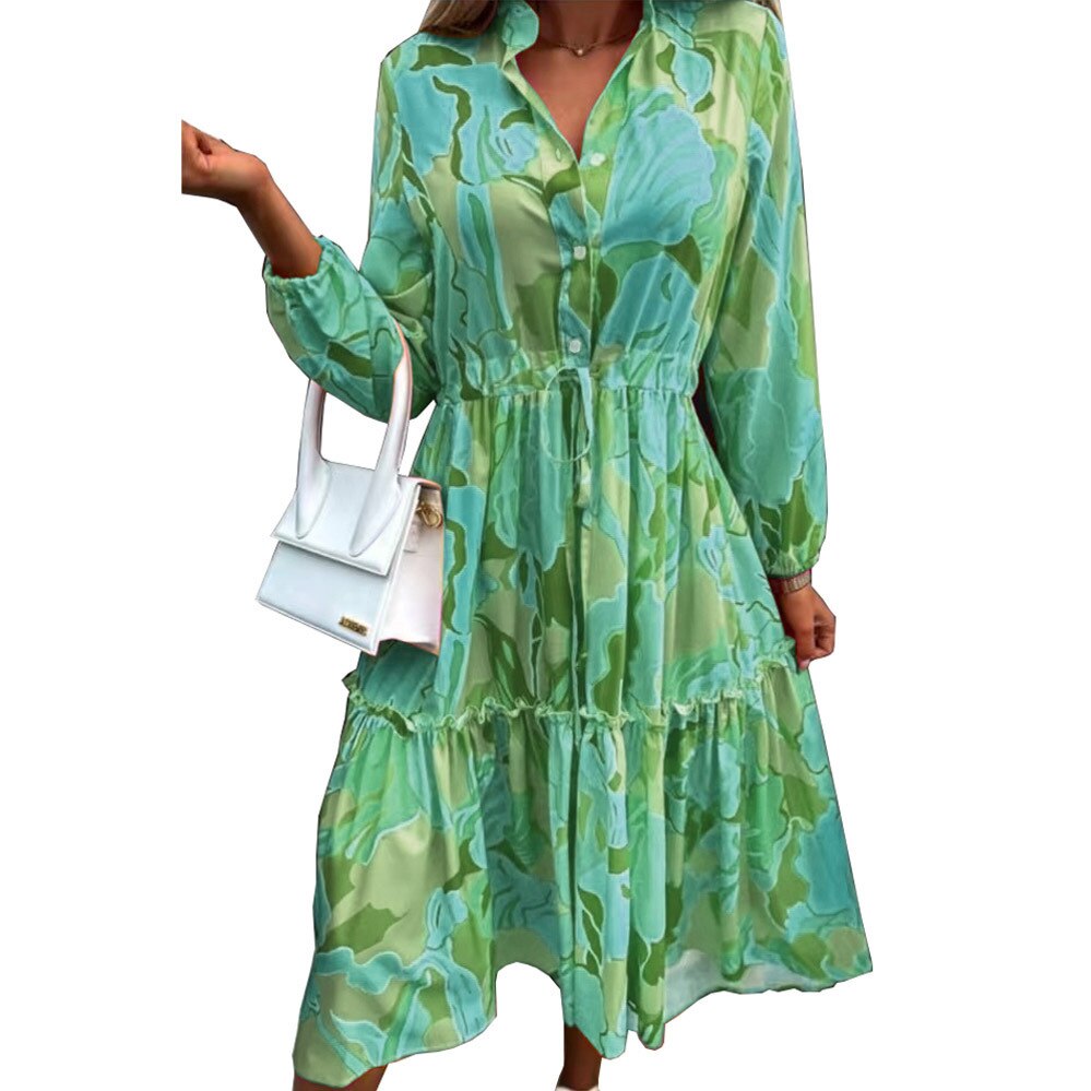 Robe d'été élégante à manches longues fleuri
