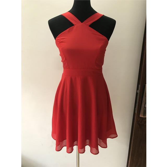 Robe d'été sans manches rouge robedeplage.fr